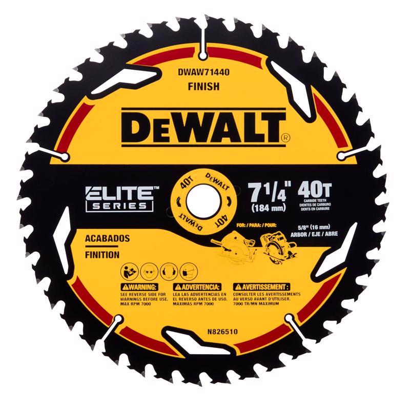 DeWalt Elite Series 7-1/4 in. D X 5/8 in. Carbide Circular Saw Blade 40 teeth