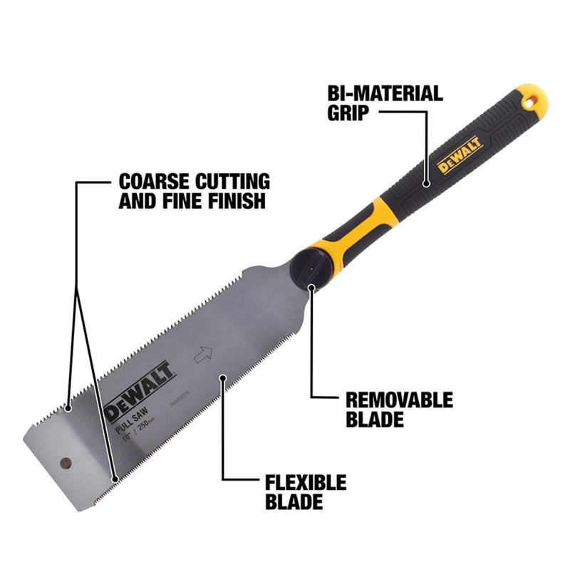 DeWalt 10 in. Double Edge Pull Saw 7/14 TPI Flush Cut
