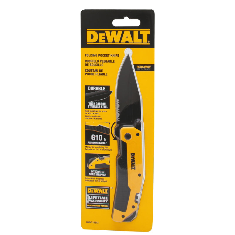 DeWalt Black/Yellow 8CR13MOV Steel > 6 in. Premium Pocket Knife