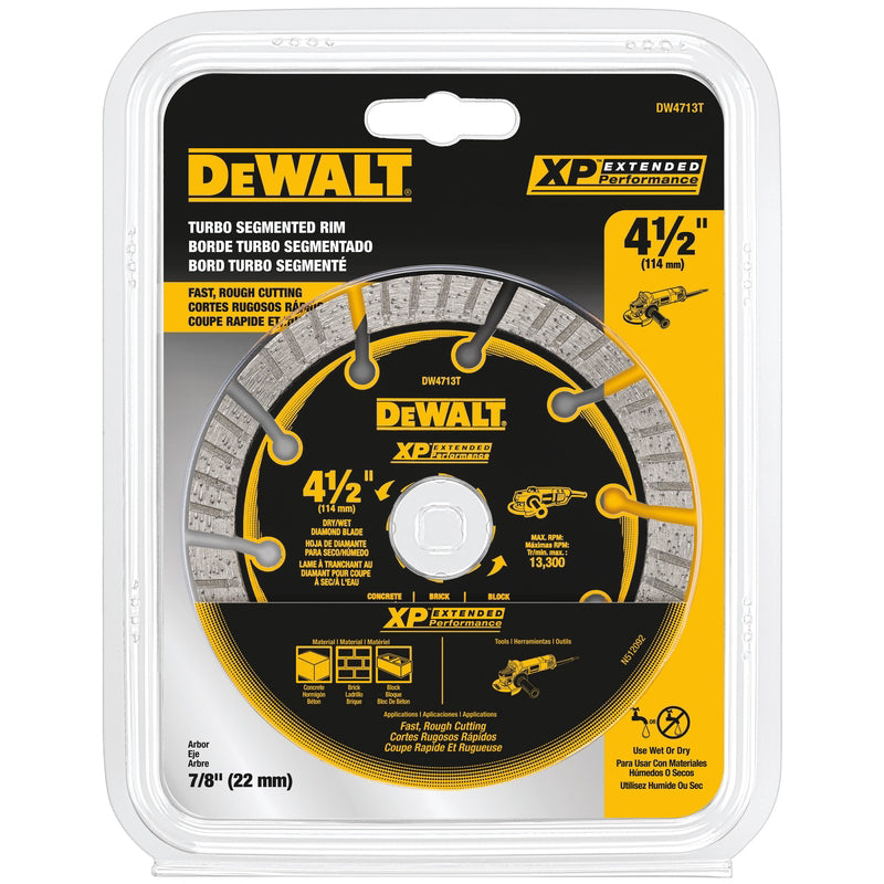 DeWalt XP Extended Performance 4-1/2 in. D X 7/8 in. Diamond Turbo Segmented Cut-Off Blade