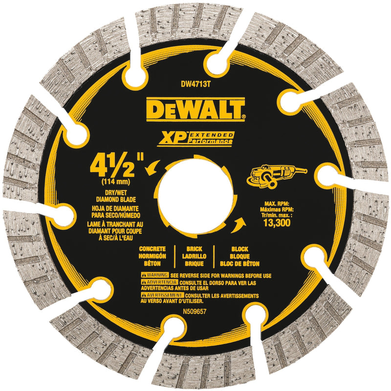 DeWalt XP Extended Performance 4-1/2 in. D X 7/8 in. Diamond Turbo Segmented Cut-Off Blade