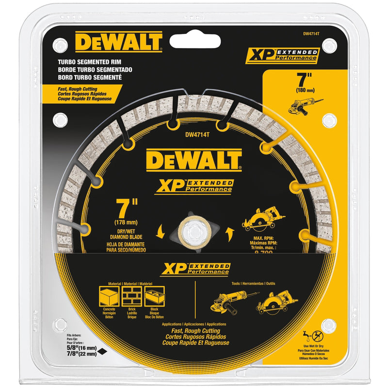 DeWalt XP Extended Performance 7 in. D X 5/8 in. Diamond Turbo Segmented Cut-Off Blade