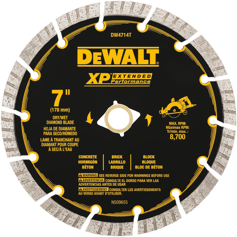 DeWalt XP Extended Performance 7 in. D X 5/8 in. Diamond Turbo Segmented Cut-Off Blade