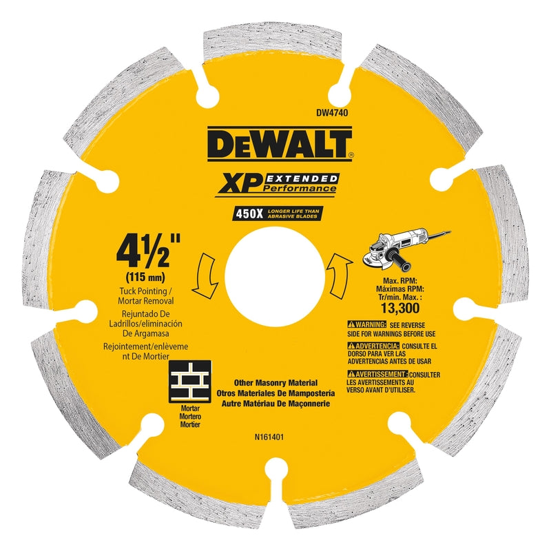 DeWalt XP 4-1/2 in. D X 5/8 in. Diamond Tuck Point Cut-Off Blade