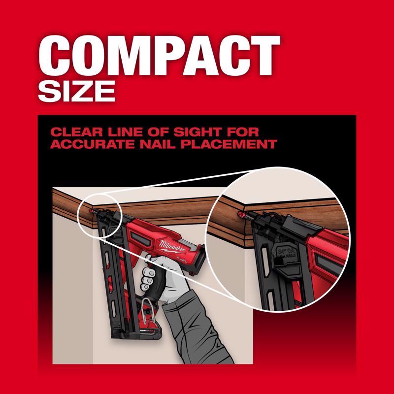 Milwaukee M18 FUEL 15 Ga. 18 Volt Brushless 34 deg Angled Finish Nailer Kit