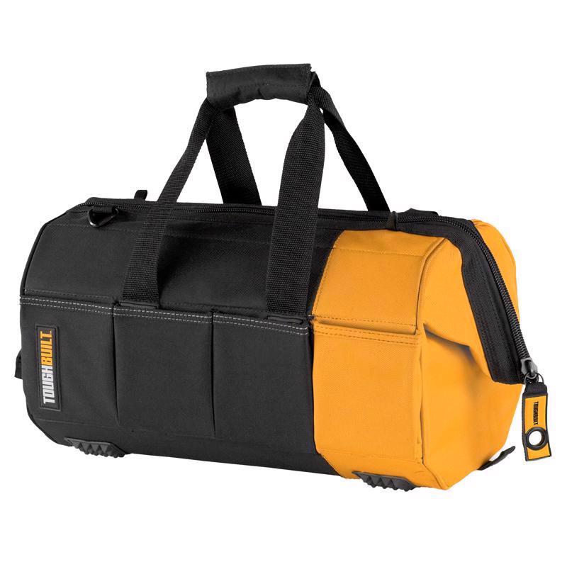 ToughBuilt 16 in. W X 10 in. H Polyester Massive Mouth Tool Bag 38 pocket Black/Gray/Orange