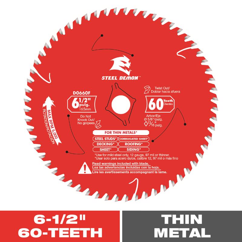 Diablo Steel Demon 6-1/2 in. D X 5/8 in. TiCo Hi-Density Carbide Circular Saw Blade 60 teeth