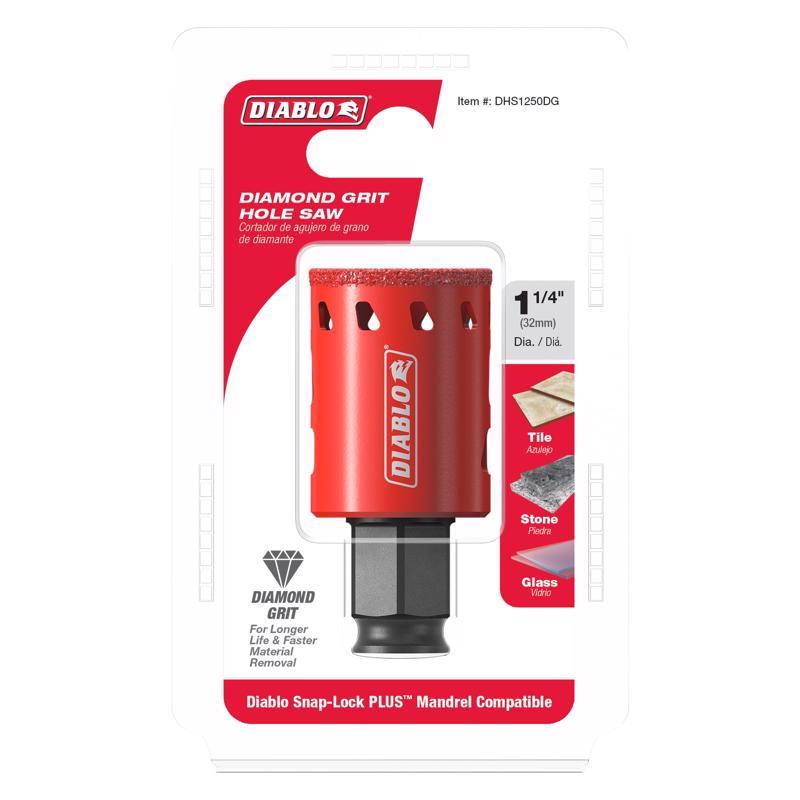 Diablo 1-1/4 in. Diamond Grit 5.52 in. L X 1/4 in. D Hole Saw