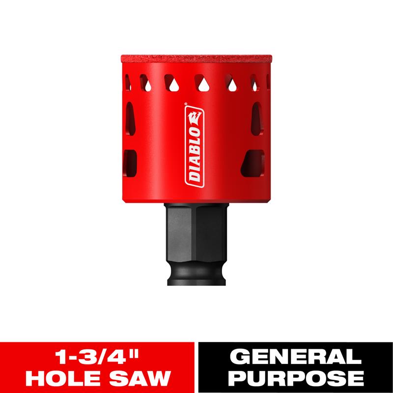 Diablo 1-3/4 in. Diamond Grit 5.52 in. L X 1/4 in. D Hole Saw
