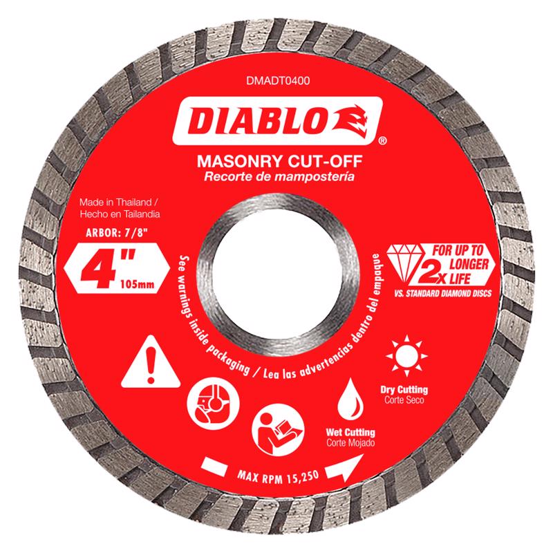 Diablo 4 in. D X 7/8 in. Diamond Masonry Cut-Off Disc