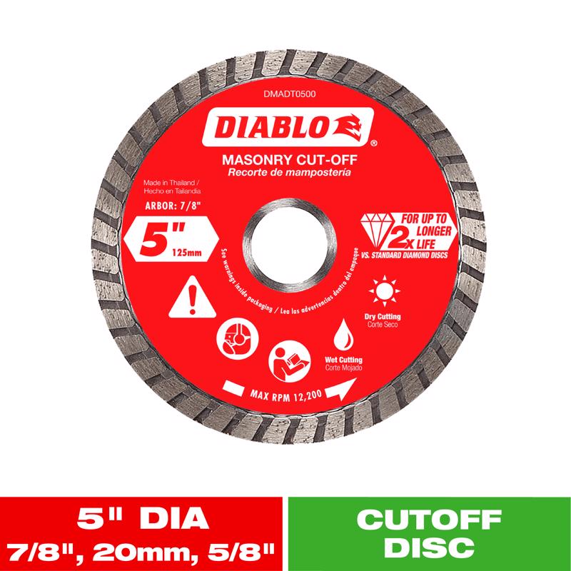 Diablo 5 in. D X 7/8 in. X .08 in. thick Diamond Masonry Cut-Off Disc