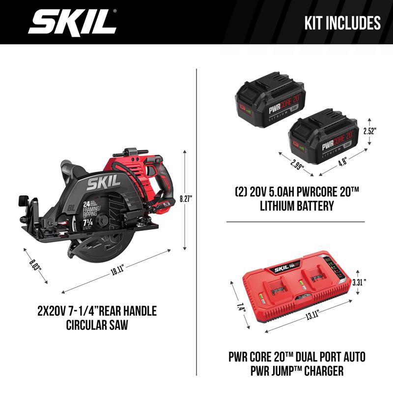 SKIL 20V 7-1/4 in. Cordless Brushless Circular Saw Kit (Battery & Charger)