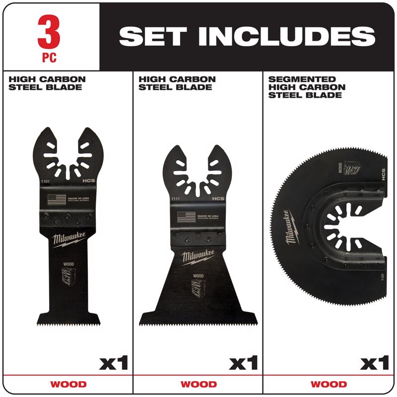 Milwaukee Universal Fit Open-Lok High Carbon Steel Multi-Tool Oscillating Wood Blade 3 pk