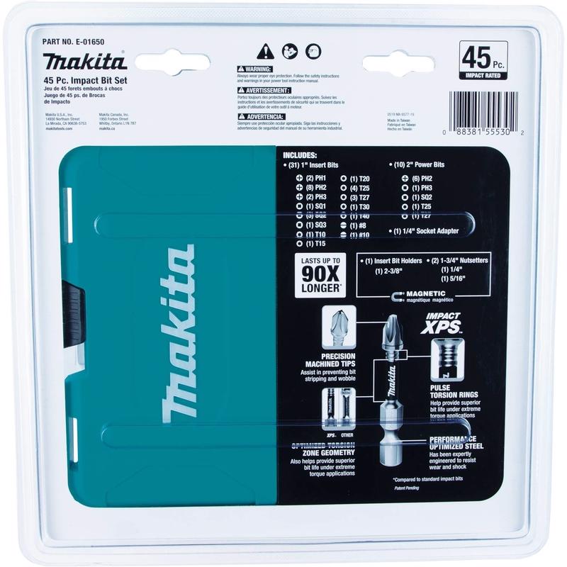 Makita Impact XPS Assorted Impact Driver Bit Set Steel 45 pc
