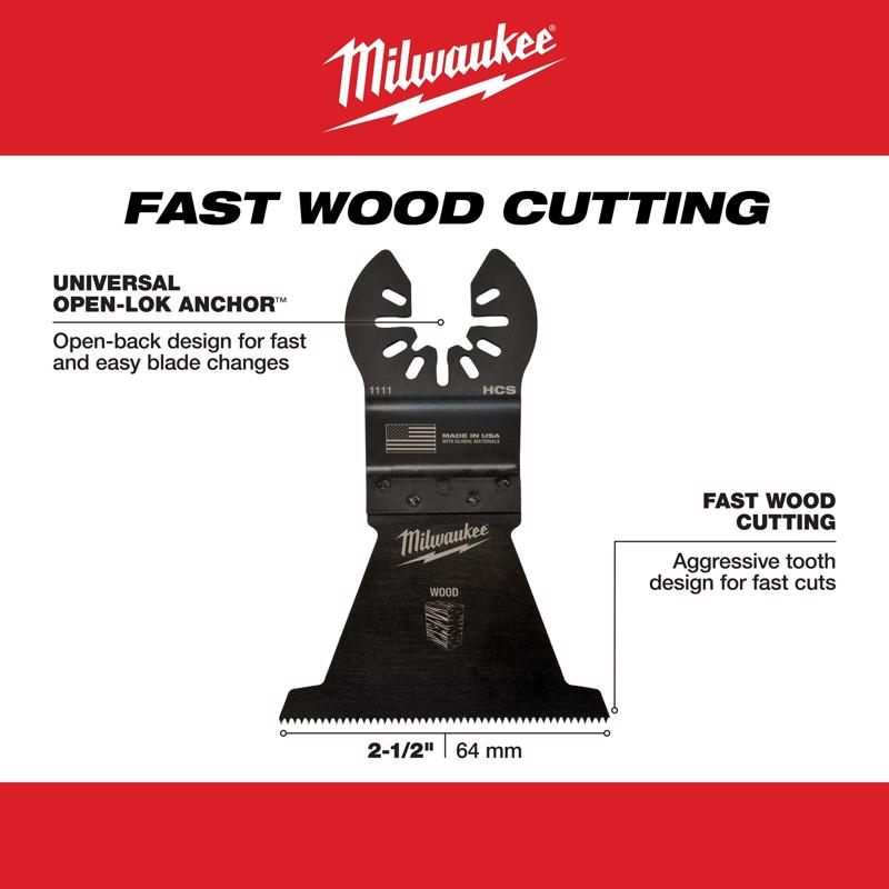 Milwaukee Universal Fit Open-Lok 2-1/2 in. L X 2-1/2 in. W High Carbon Steel Multi-Tool Oscillating