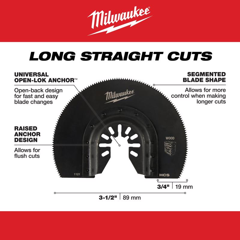 Milwaukee Universal Fit Open-Lok 2.61 in. L X 3-1/2 in. W High Carbon Steel Segment Blade Wood