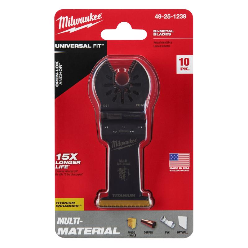 Milwaukee Universal Fit Open-Lok 2-1/2 in. W Bi-Metal Multi-Tool Oscillating Blade Multi-Material 10
