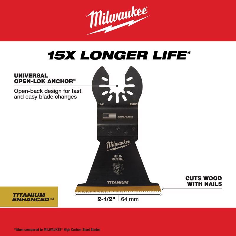 Milwaukee Universal Fit Open-Lok 2-1/2 in. W Bi-Metal Multi-Tool Oscillating Blade Multi-Material 1