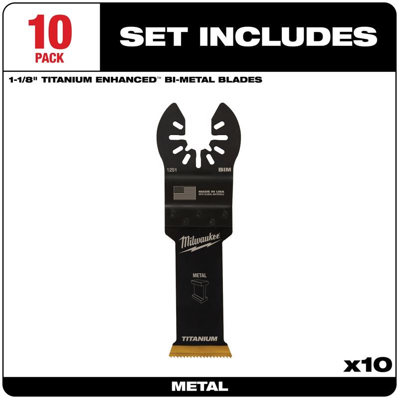 Milwaukee Universal Fit Open-Lok 1-1/8 in. W Bi-Metal Multi-Tool Oscillating Blade Multi-Material 10