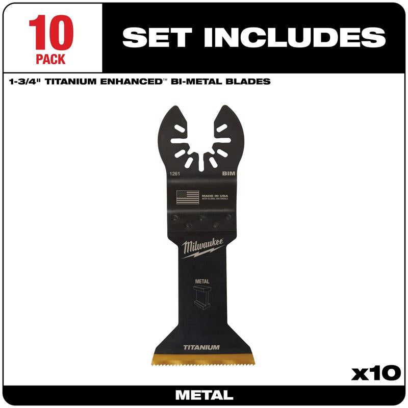 Milwaukee Universal Fit Open-Lok 1-3/4 in. W Bi-Metal Multi-Tool Oscillating Blade Multi-Material 10