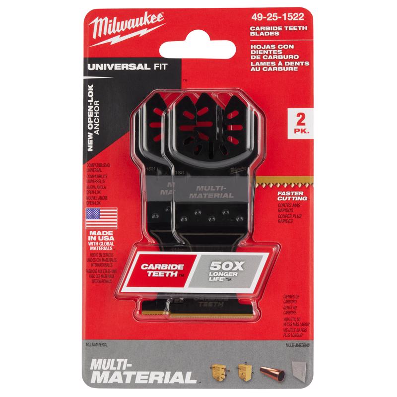 Milwaukee Universal Fit Open-Lok 3.58 in. L X 1-3/8 in. W Carbide Extreme Materials Multi-Tool Oscil