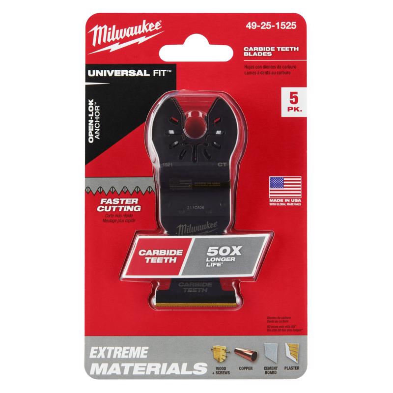 Milwaukee Universal Fit Open-Lok 3.58 in. L X 1-3/8 in. W Carbide Multi-Tool Oscillating Blade Extre