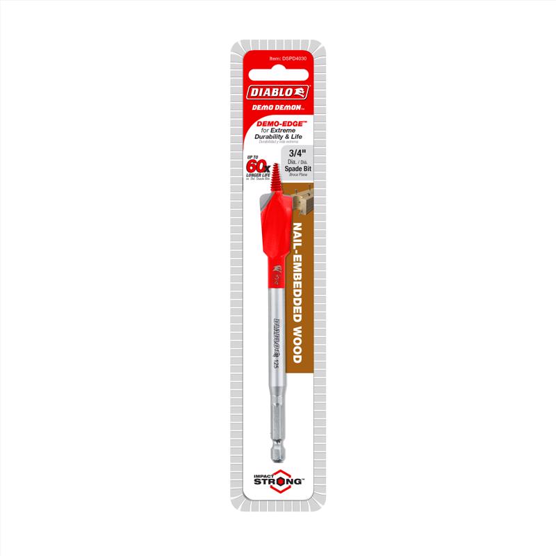Diablo Demo Demon 3/4 in. X 6 in. L High Carbon Steel Nail-Embedded Wood Spade Bit Hex Shank