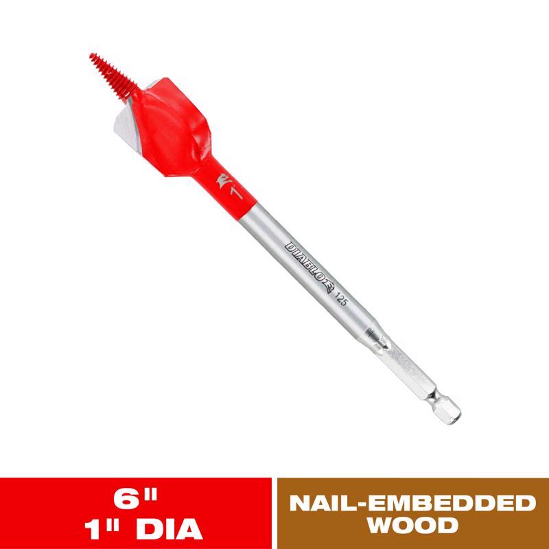 Diablo Demo Demon 1 in. X 6 in. L High Carbon Steel Nail-Embedded Wood Spade Bit Hex Shank
