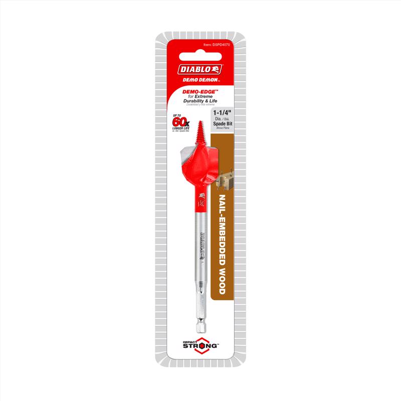 Diablo Demo Demon 1-1/4 in. X 6 in. L High Carbon Steel Nail-Embedded Wood Spade Bit Hex Shank