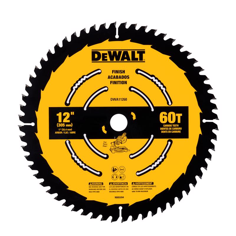 DeWalt 12 in. D X 1 in. Carbide Tipped Finishing Saw Blade 60 teeth