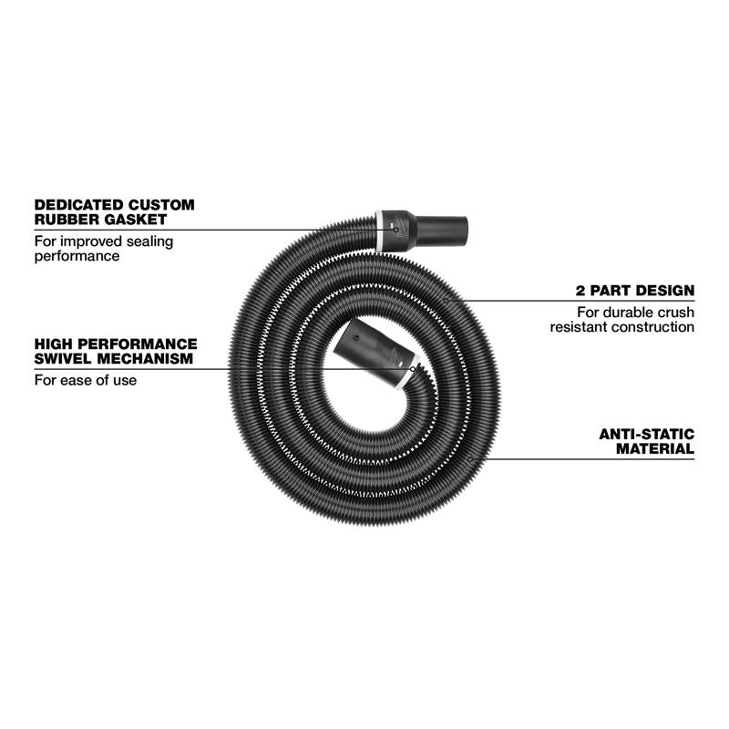 Milwaukee 9 ft. L X 1-7/8 in. D Wet/Dry Shop Vac Flexible Vacuum Hose