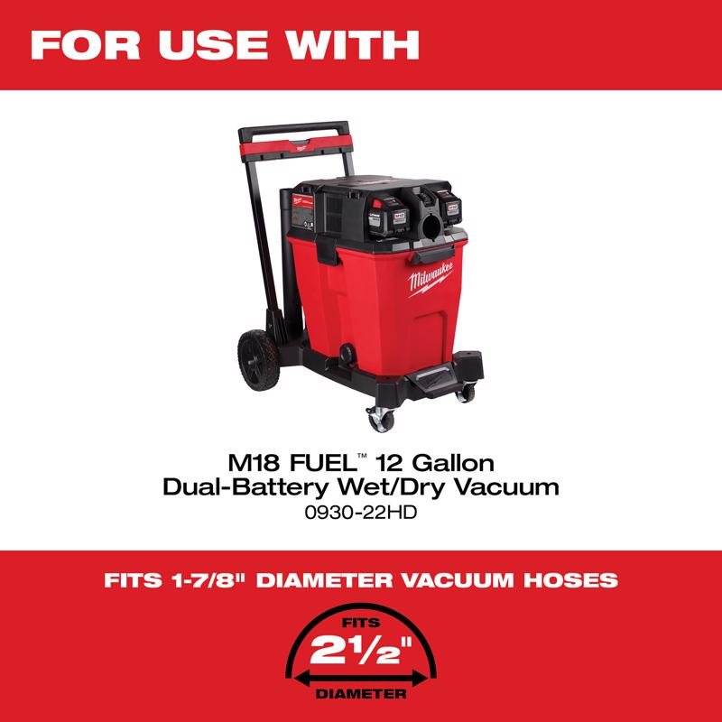 Milwaukee 9 ft. L X 2-1/2 in. D Wet/Dry Shop Vac Flexible Vacuum Hose