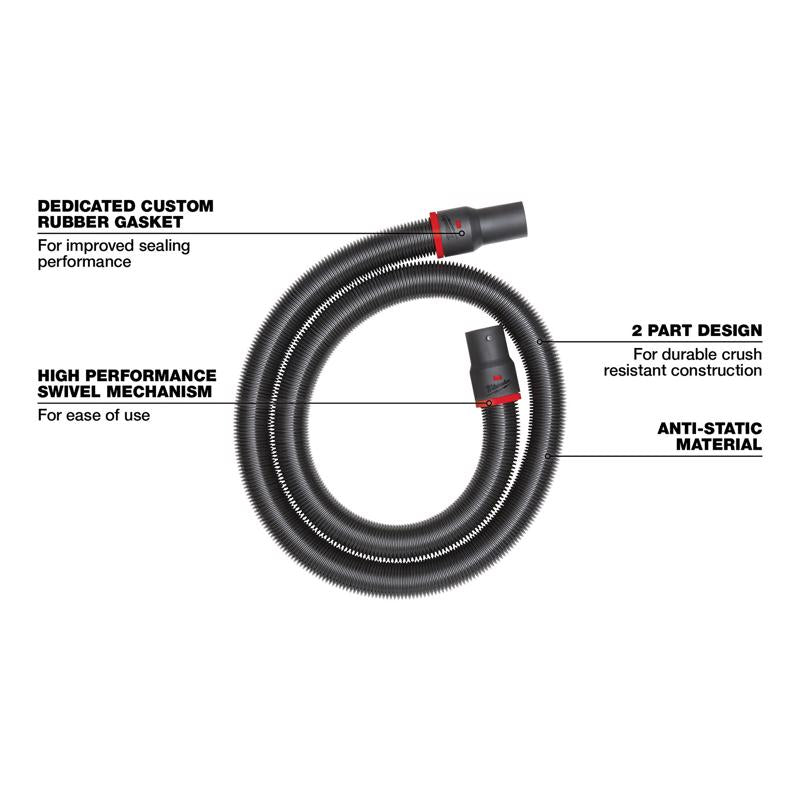 Milwaukee 9 ft. L X 2-1/2 in. D Wet/Dry Shop Vac Flexible Vacuum Hose