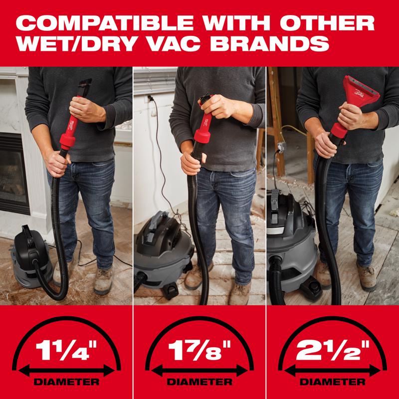 Milwaukee AIR-TIP 1-1/4 in. - 2-1/2 in. Shop Rotating Corner Brush Tool Wet/Dry Vac Brush