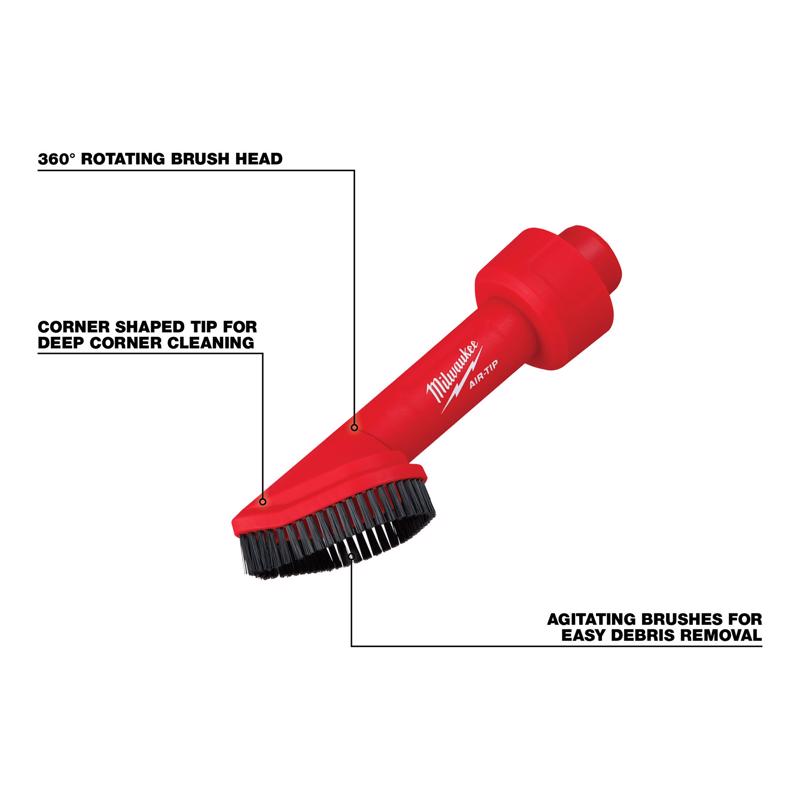 Milwaukee AIR-TIP 1-1/4 in. - 2-1/2 in. Shop Rotating Corner Brush Tool Wet/Dry Vac Brush
