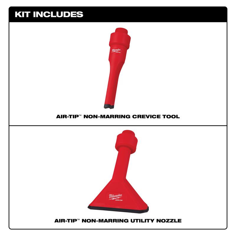 Milwaukee AIR-TIP 1-1/4 in. - 2-1/2 in. Non Marring Utility Vacuum Nozzle 2 pc