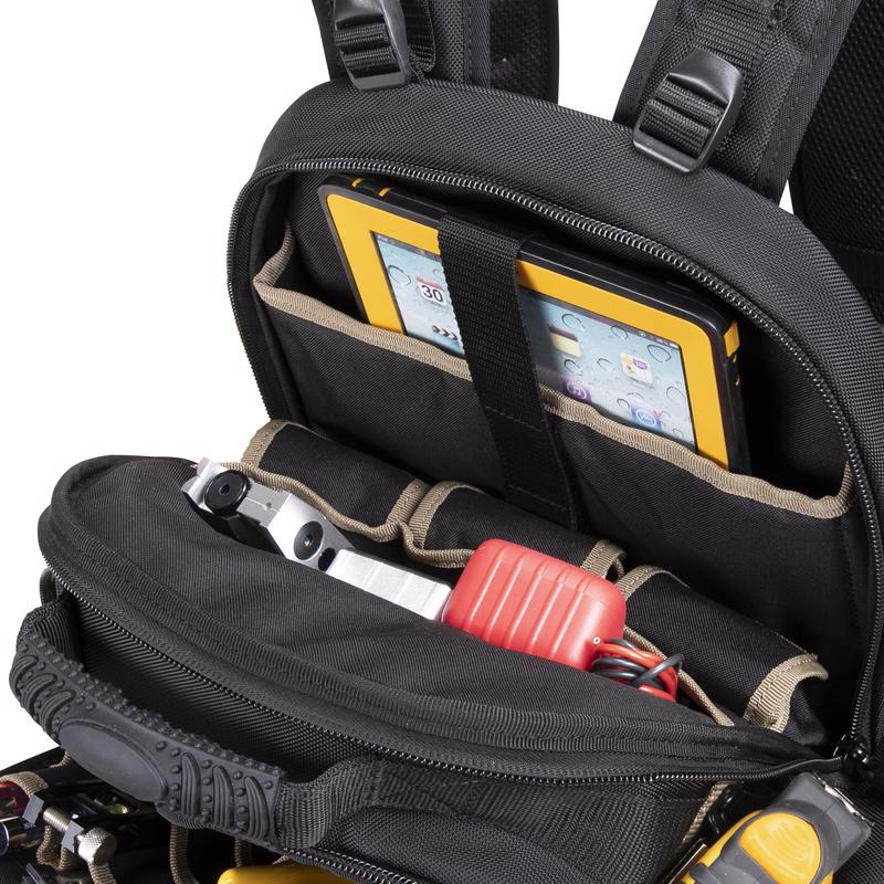 CLC 13 in. W X 18 in. H Ballistic Polyester Backpack Tool Bag 38 pocket Black/Blue