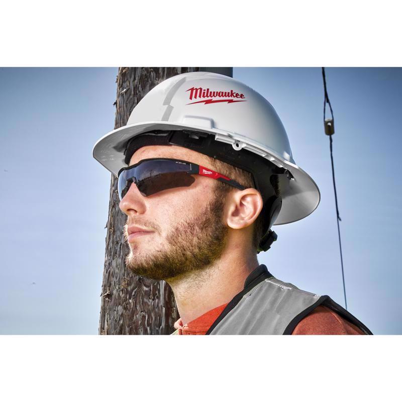 Milwaukee Anti-Fog Safety Glasses Tinted Lens Black/Red Frame