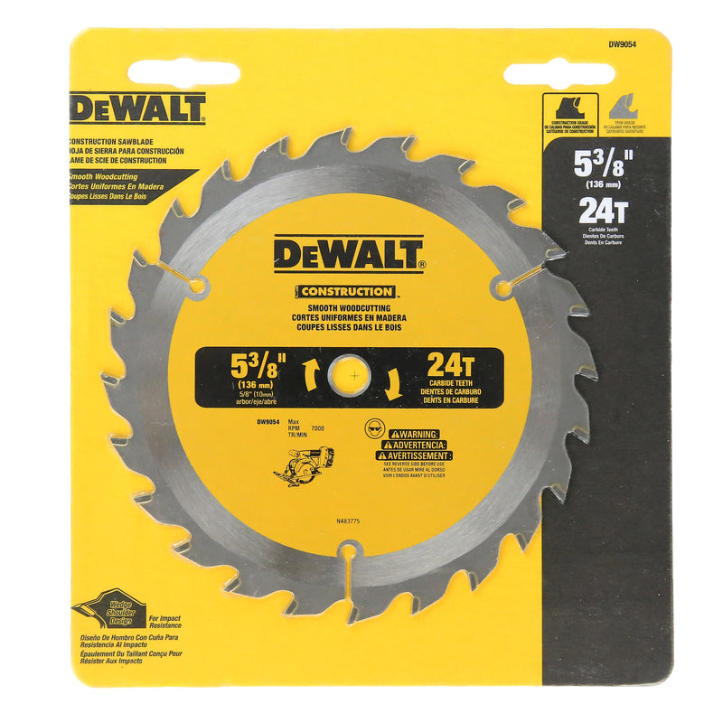 DeWalt 5-3/8 in. D X 10 mm Tungsten Carbide Circular Saw Blade 24 teeth
