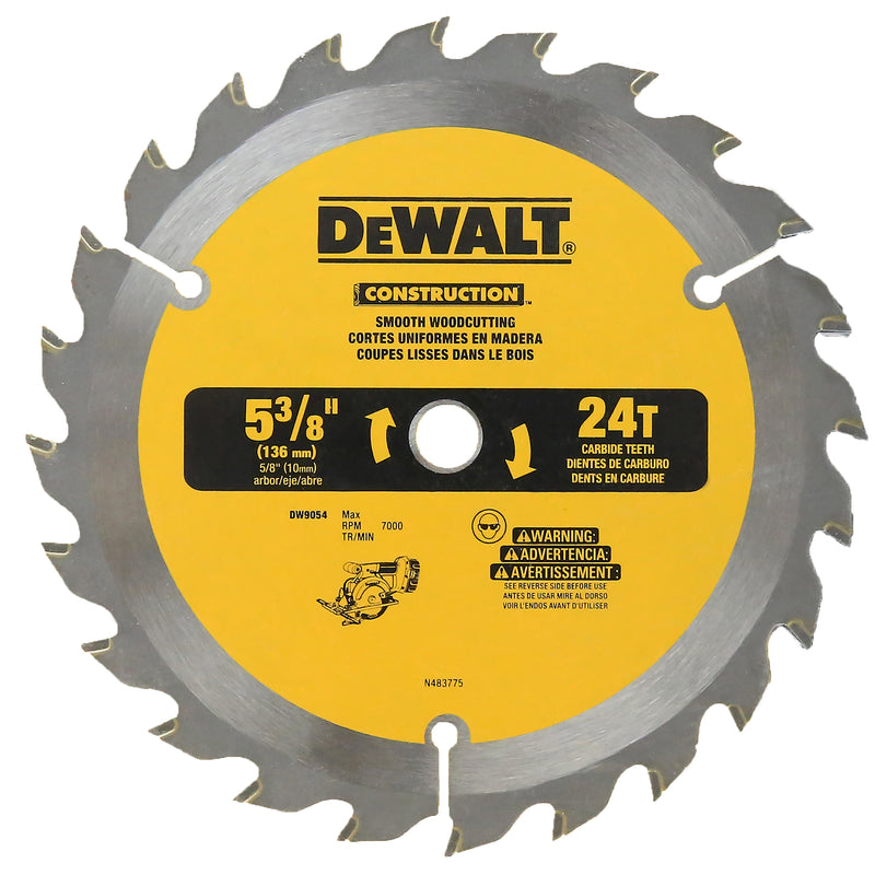 DeWalt 5-3/8 in. D X 10 mm Tungsten Carbide Circular Saw Blade 24 teeth