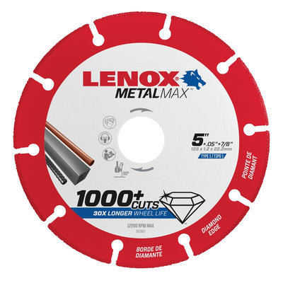 Lenox MetalMax 5 in. D X 7/8 in. Diamond/Metal Cut-Off Wheel