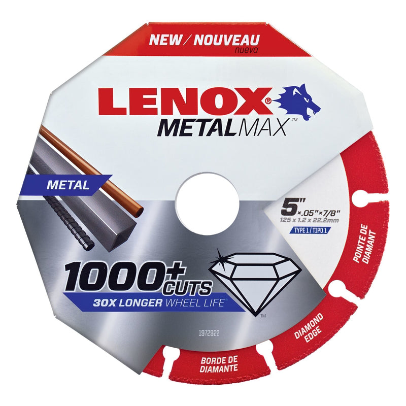 Lenox MetalMax 5 in. D X 7/8 in. Diamond/Metal Cut-Off Wheel