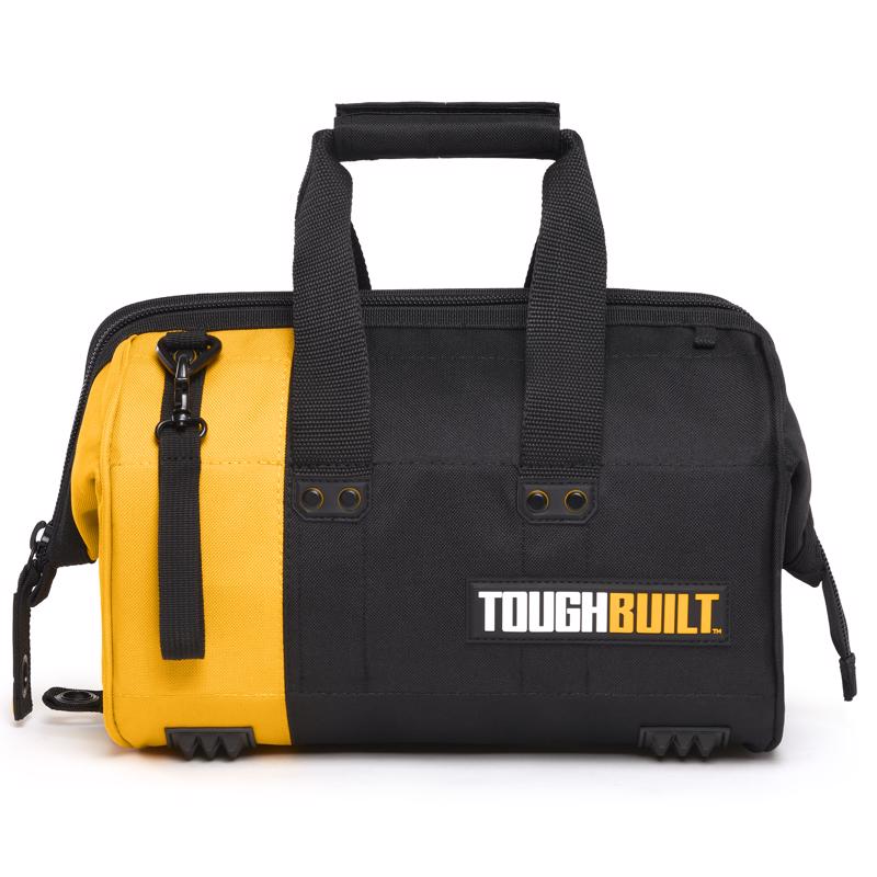 ToughBuilt 12 in. W X 8.75 in. H Polyester Massive Mouth Tool Bag 32 pocket Black/Gray/Orange