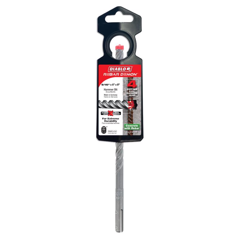Diablo Rebar Demon 9/16 in. X 8 in. L Carbide Hammer Drill Bit SDS-Plus Shank