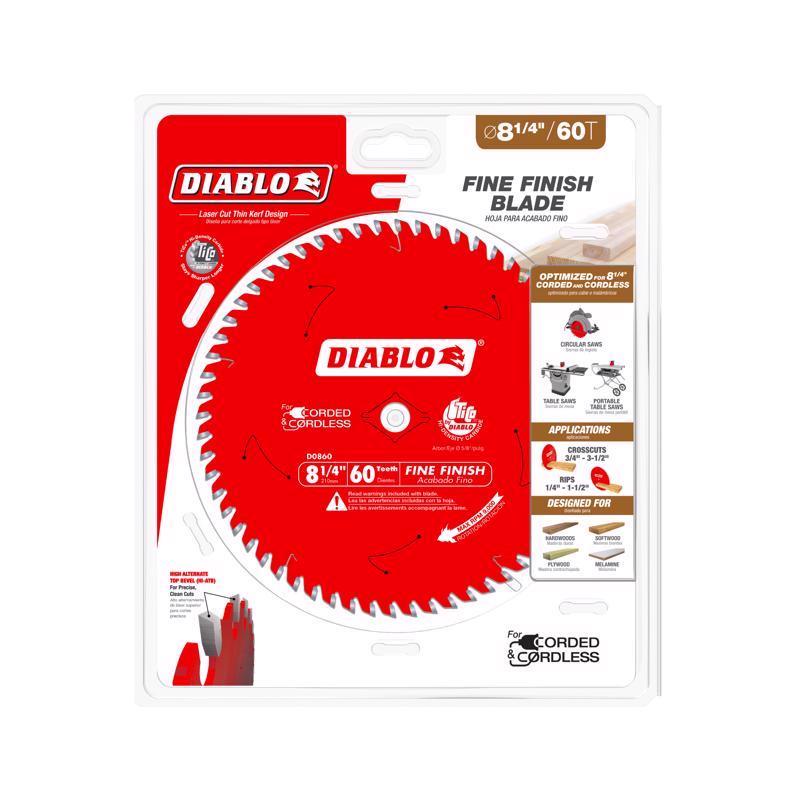 Diablo 8-1/4 in. D X 5/8 in. TiCo Hi-Density Carbide Circular Saw Blade 60 teeth