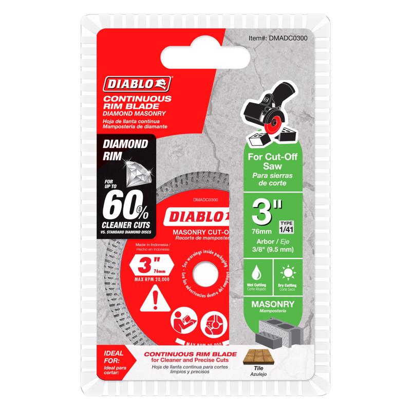 Diablo 3 in. D X 3/8 in. Diamond Masonry Cut-Off Disc
