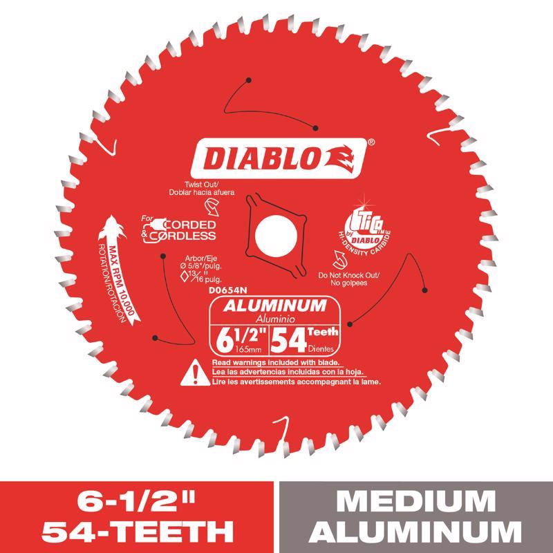 Diablo 6-1/2 in. D X 5/8 in. TiCo Hi-Density Carbide Circular Saw Blade 54 teeth