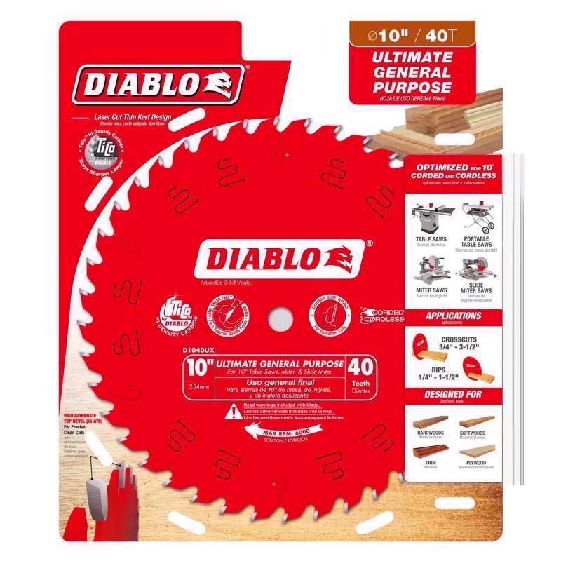 Diablo Ultimate GP 10 in. D X 5/8 in. TiCo Hi-Density Carbide Circular Saw Blade 40 teeth
