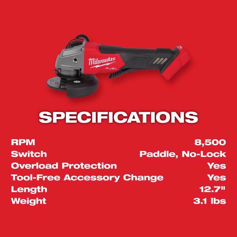 Milwaukee 18V Cordless 4-1/2 to 5 in. Grinder Tool Only