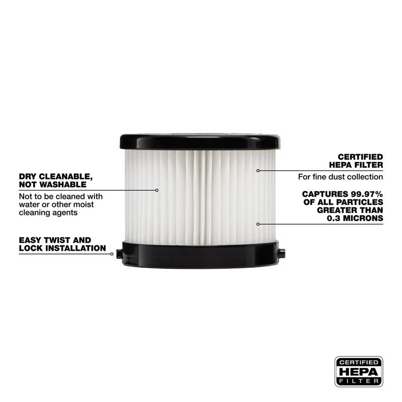 Milwaukee M18 3.75 in. L X 3.75 in. W HEPA Filter 2 pc